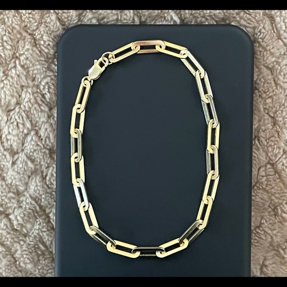 Paperclip bracelet 14k gold plated/925 SS/8 inch - Picture 2 of 5